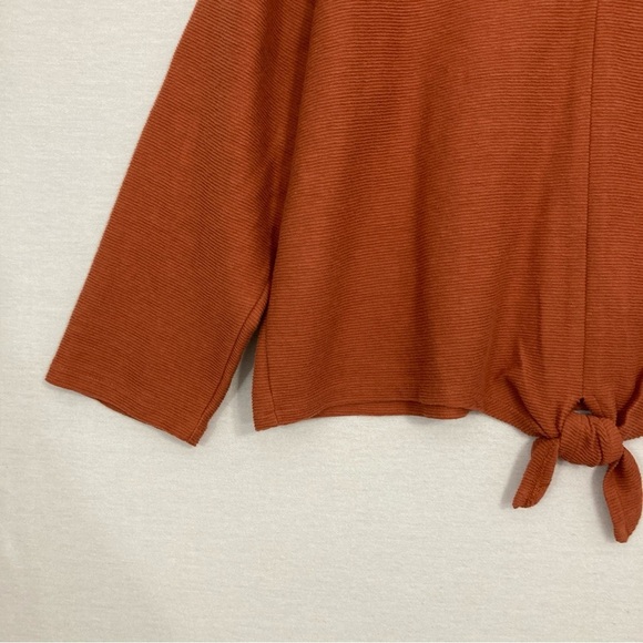 New Madewell Burnt Orange Tie Front Knit V Neck Relaxed Fit Pullover Top XXL - Picture 7 of 9